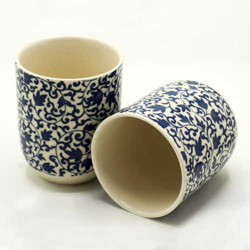 Blue Pattern Herbal Tea Cups – Ceramic Tea Cups (Set of 6)