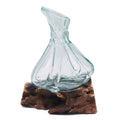 Handmade Molten Glass Fancy Mini Decanter on Wood – 24cm