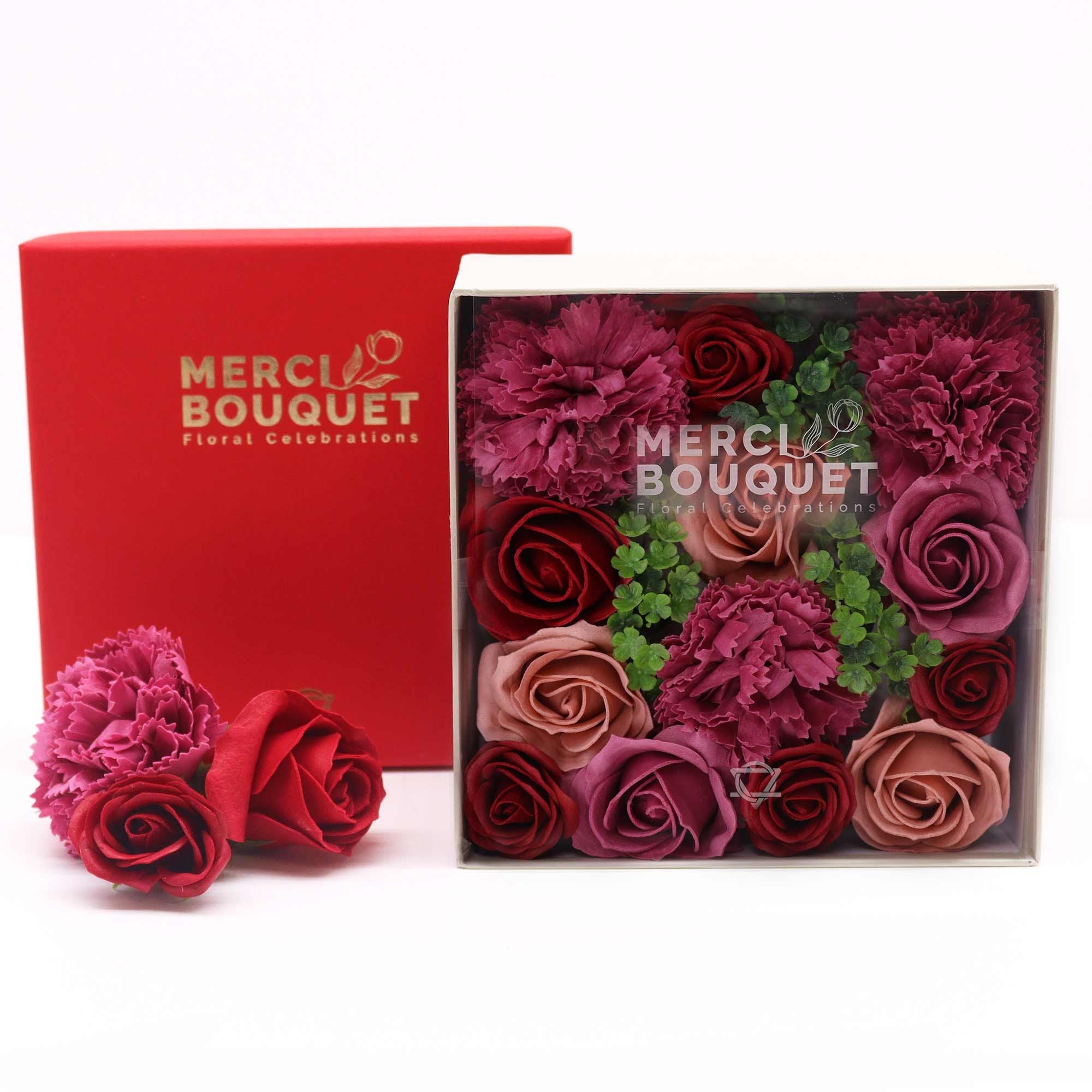 Square Box - Vintage Roses - Soap Flower Gift Round Box