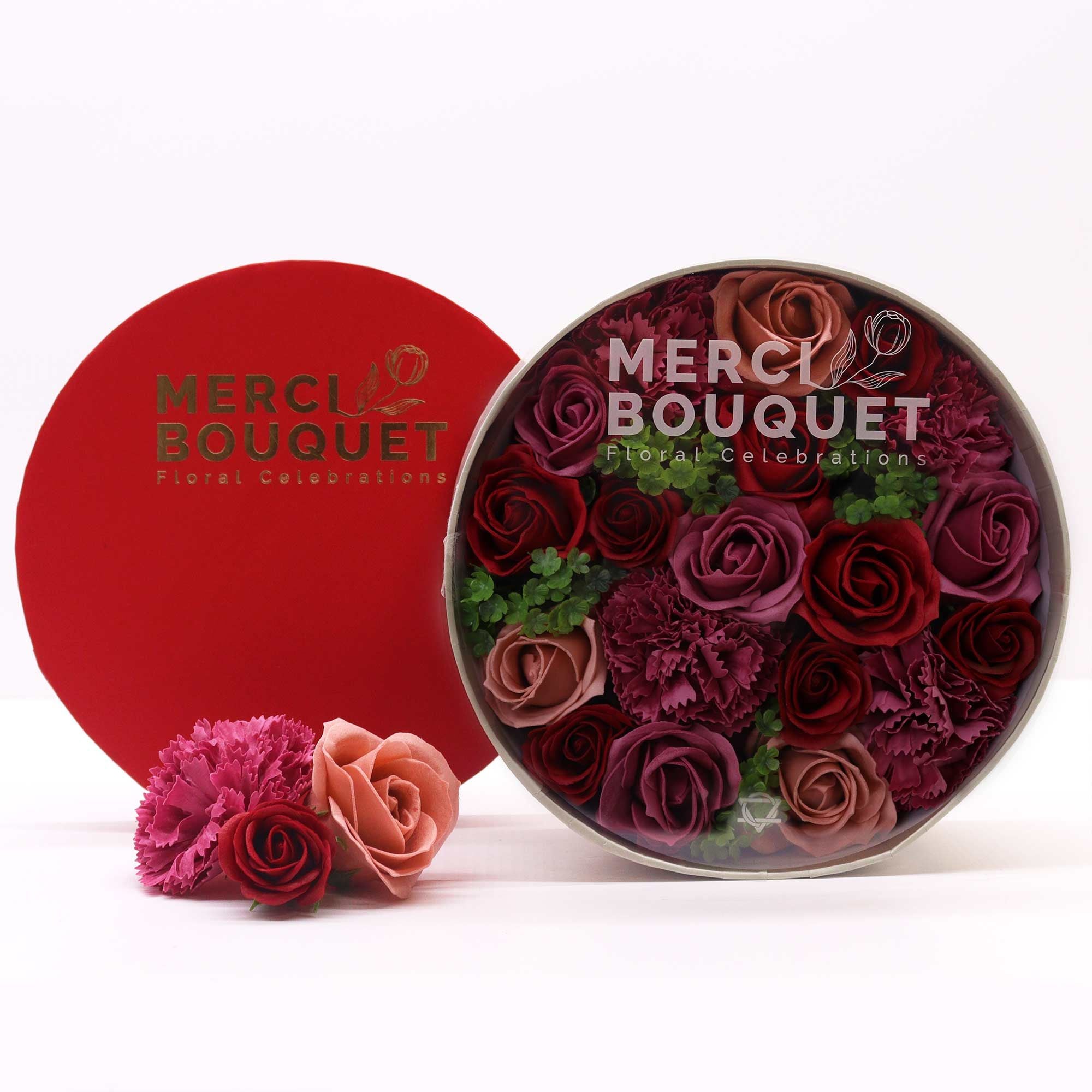 Round Box - Vintage Roses - handcrafted Soap Flower Gift Round Box