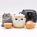 Panda Teapot Set with 3 Cups – Orange Gradient Ceramic Tea Set