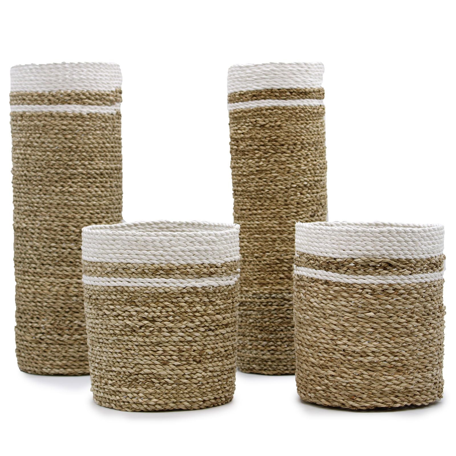 Seagrass Set - 2 Vase & 2 Bins - 4 Handwoven Java Storage Baskets