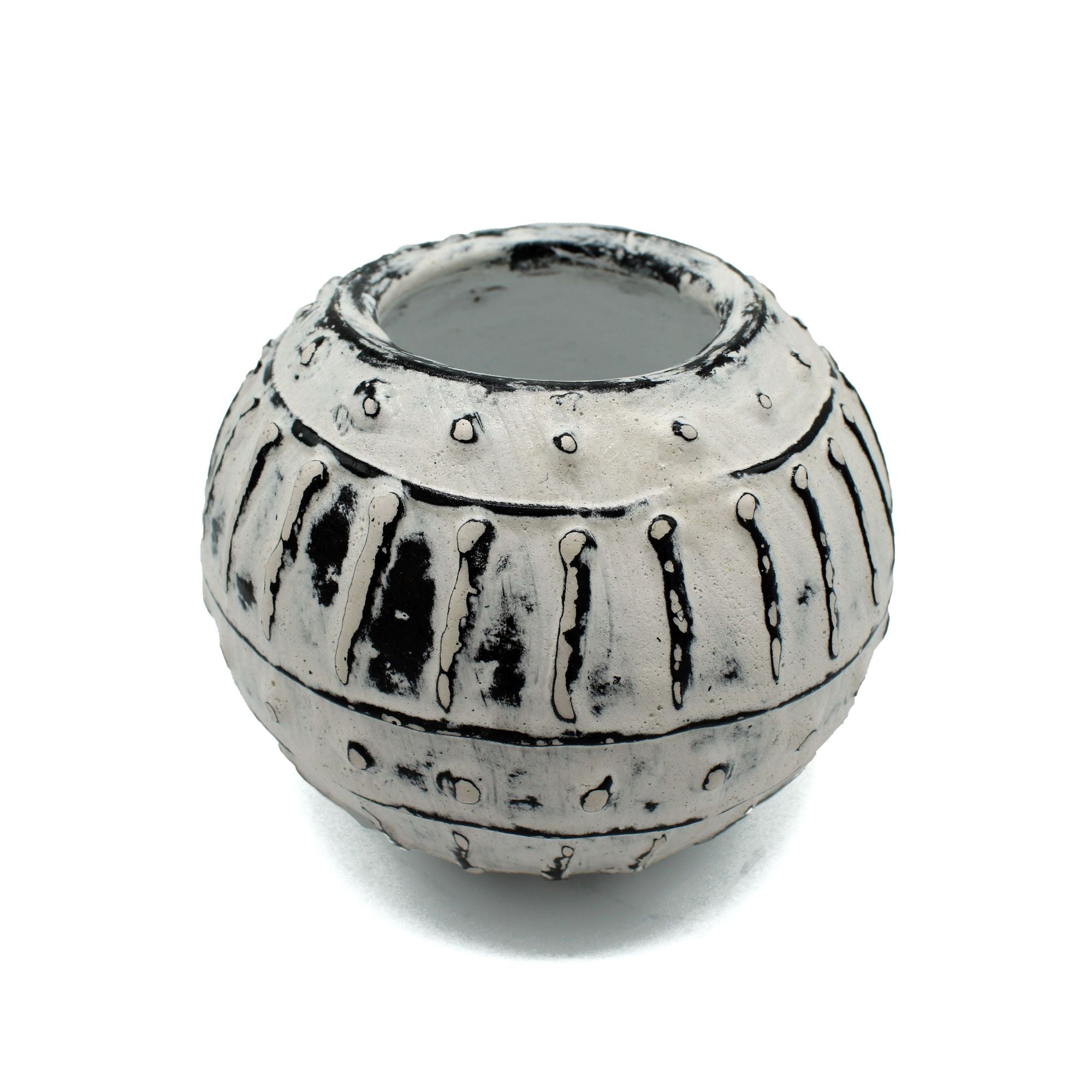 Greek Bubble Clay Plant Pot  - Cream 10cm - handmade