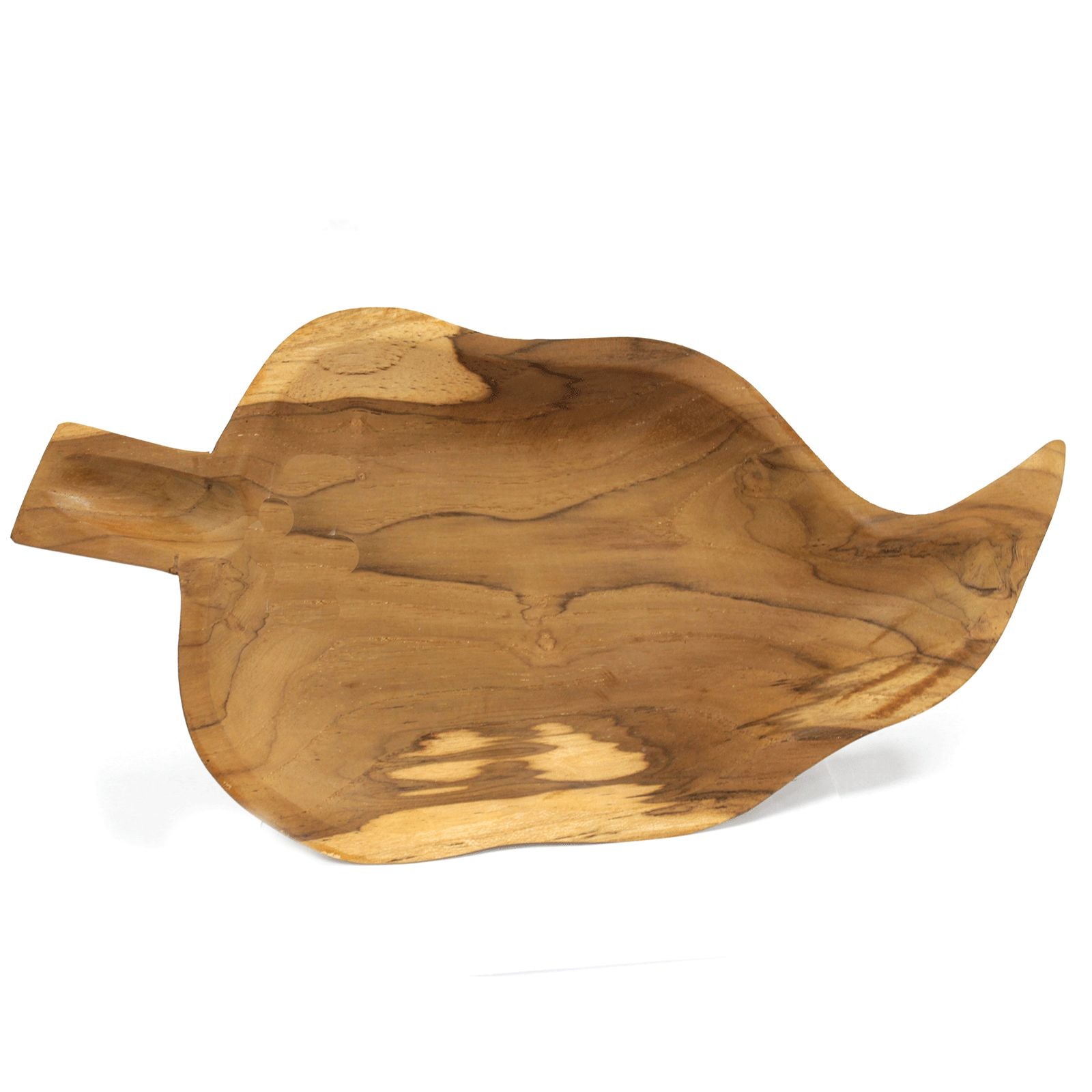 Teak Leaf Shaped Bowl 32cm – Hand-Carved Natural Leaf Design Serving Bowl