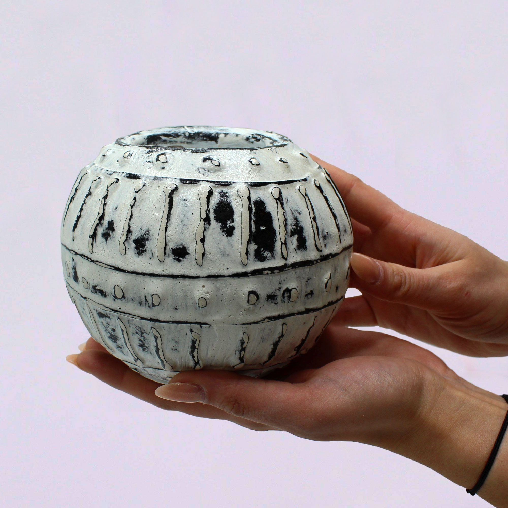 Greek Bubble Clay Plant Pot  - Cream 10cm - handmade