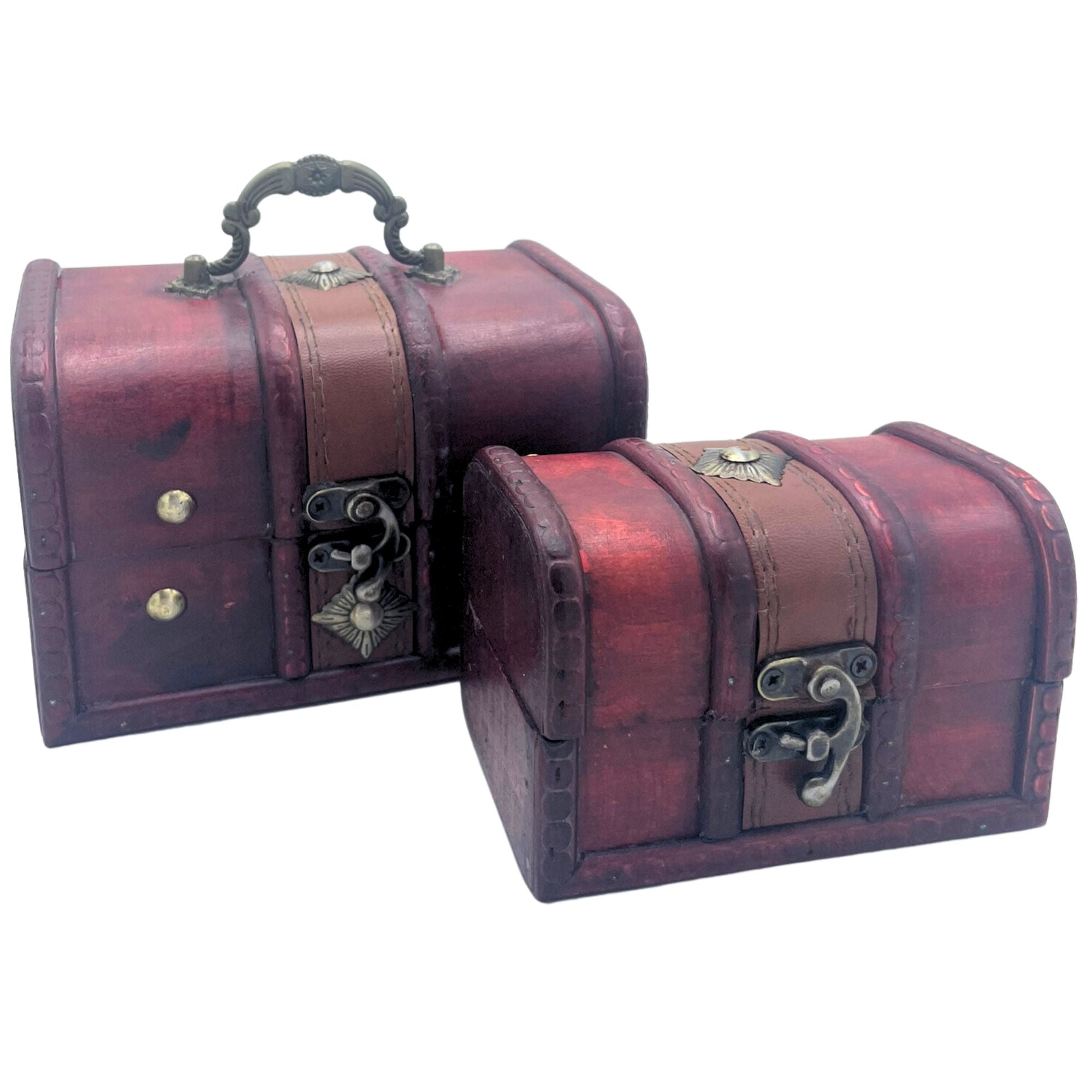 Treasure Chest - Set of 2 - Natural - Vintage Style Wooden Storage Boxes