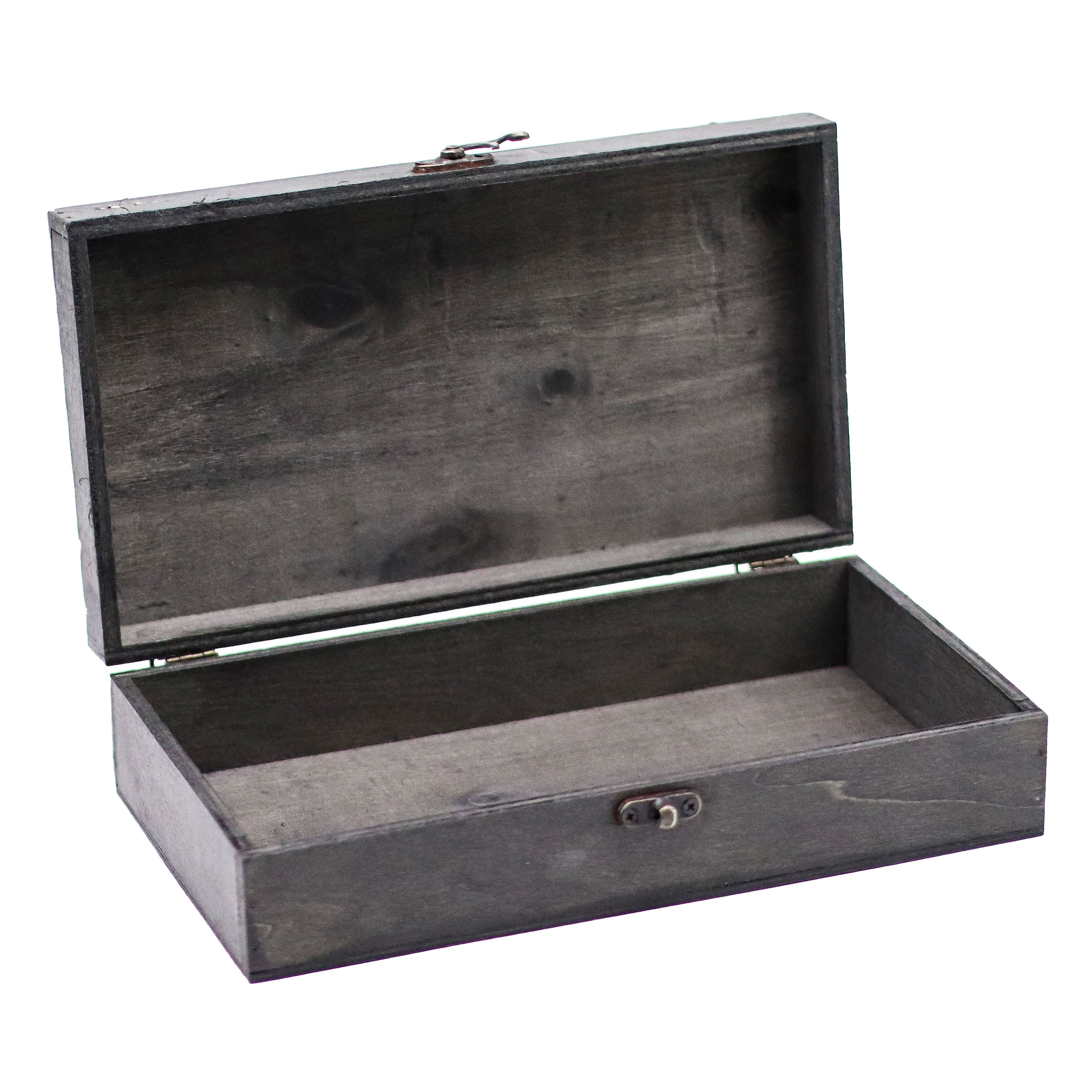 Tea / Gift / Hamper Box - Grey - Vintage Style Wooden Storage Box