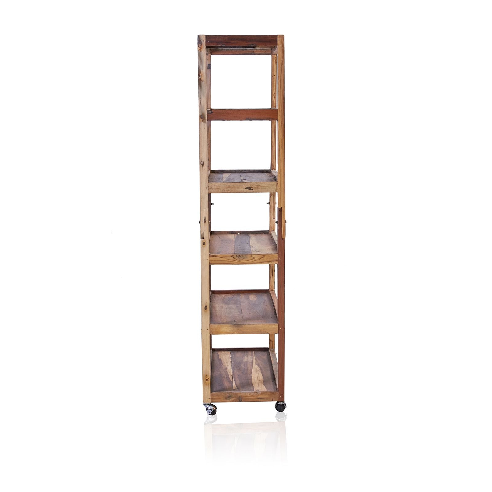 Six-Shelf Display Unit with Casters | Recycled Teak Wood – Handcrafted in Bali
