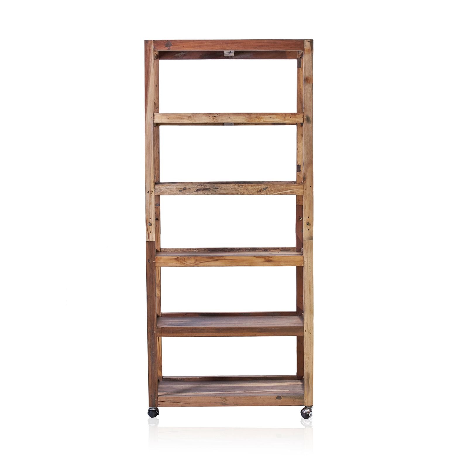 Six-Shelf Display Unit with Casters | Recycled Teak Wood – Handcrafted in Bali