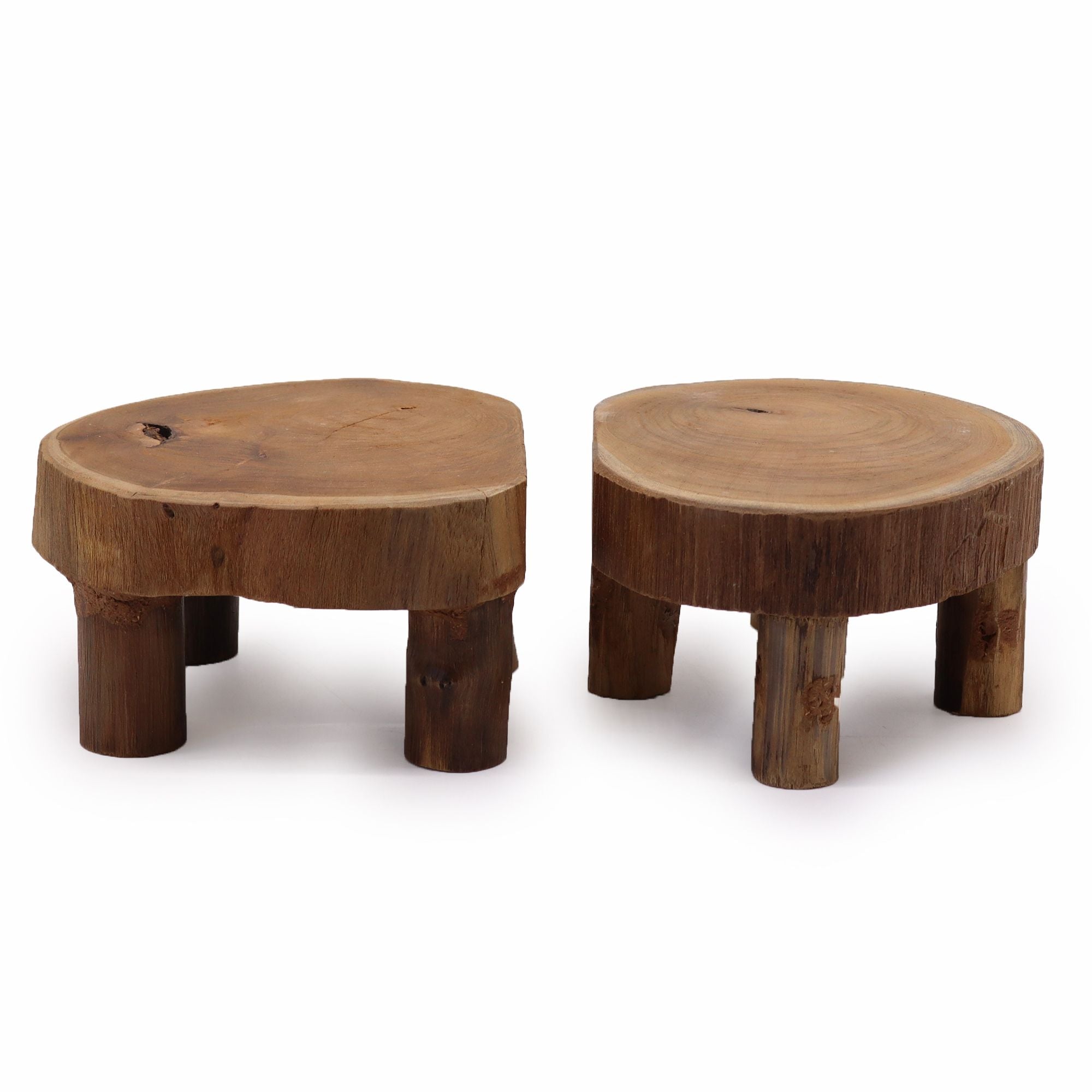 Low Teak Wood Pad Display Set of 2 - 24x10cm