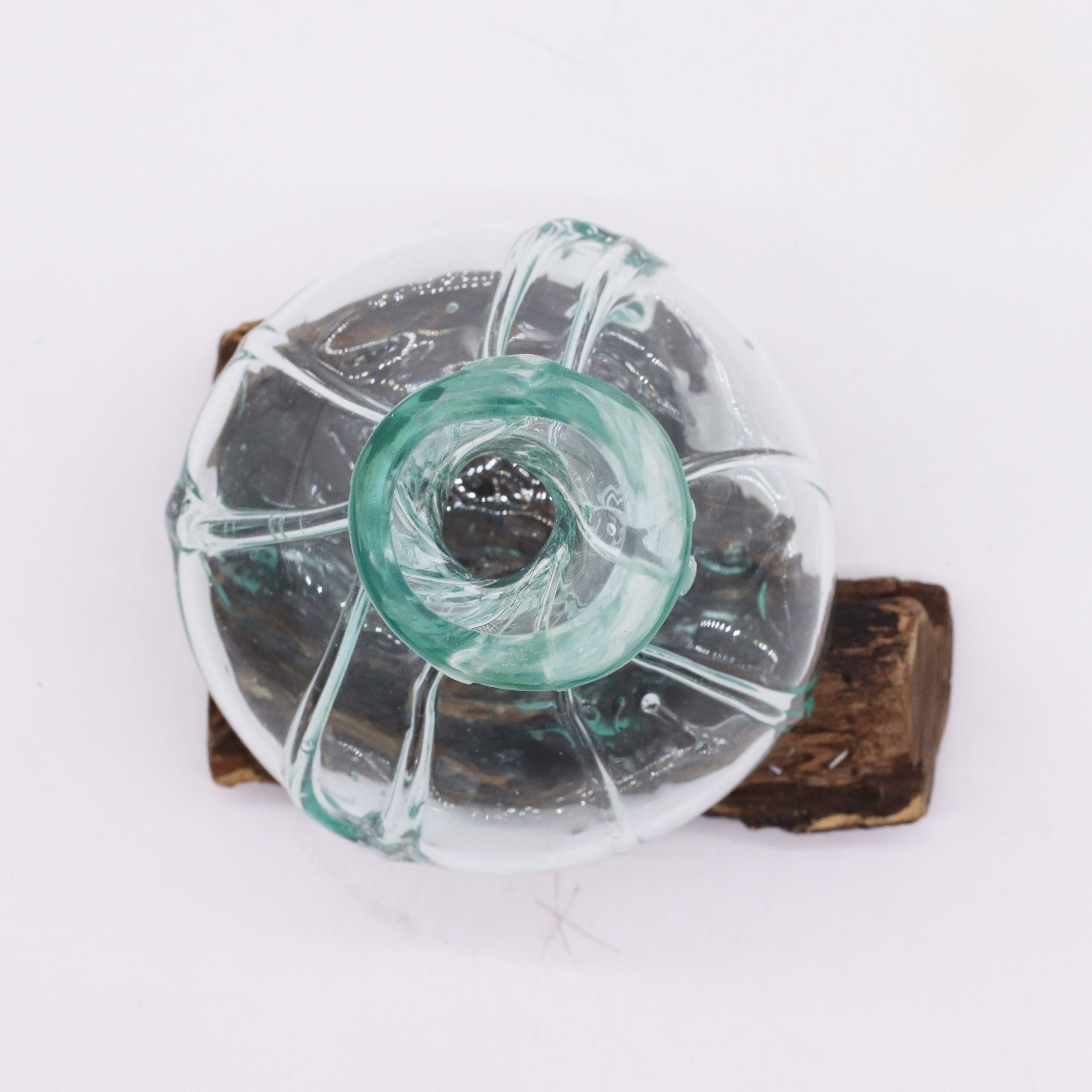 Handmade Molten Glass Fancy Mini Decanter on Wood – 24cm