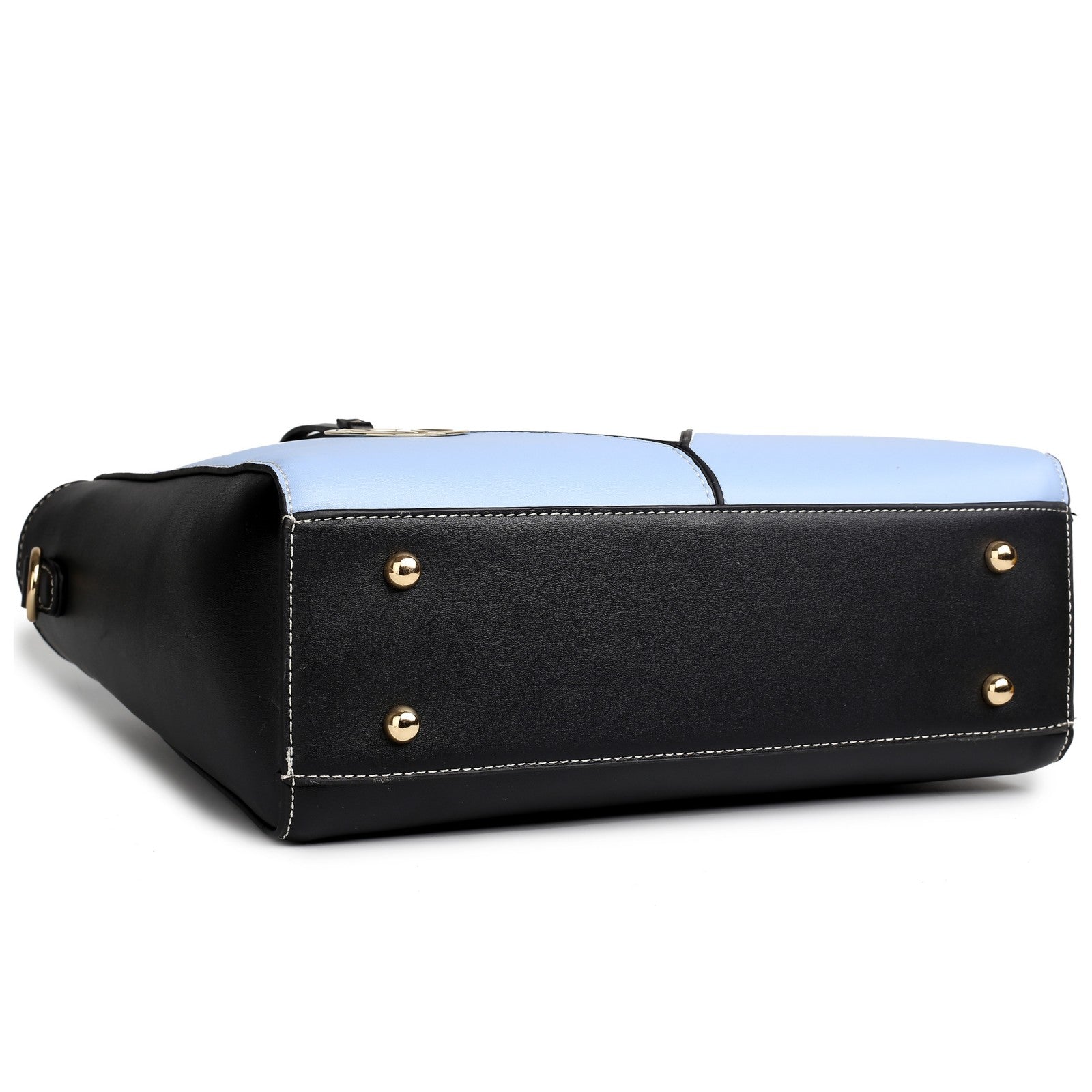 Miss Lulu Leather Look V - Shape Shoulder Handbag - Blue