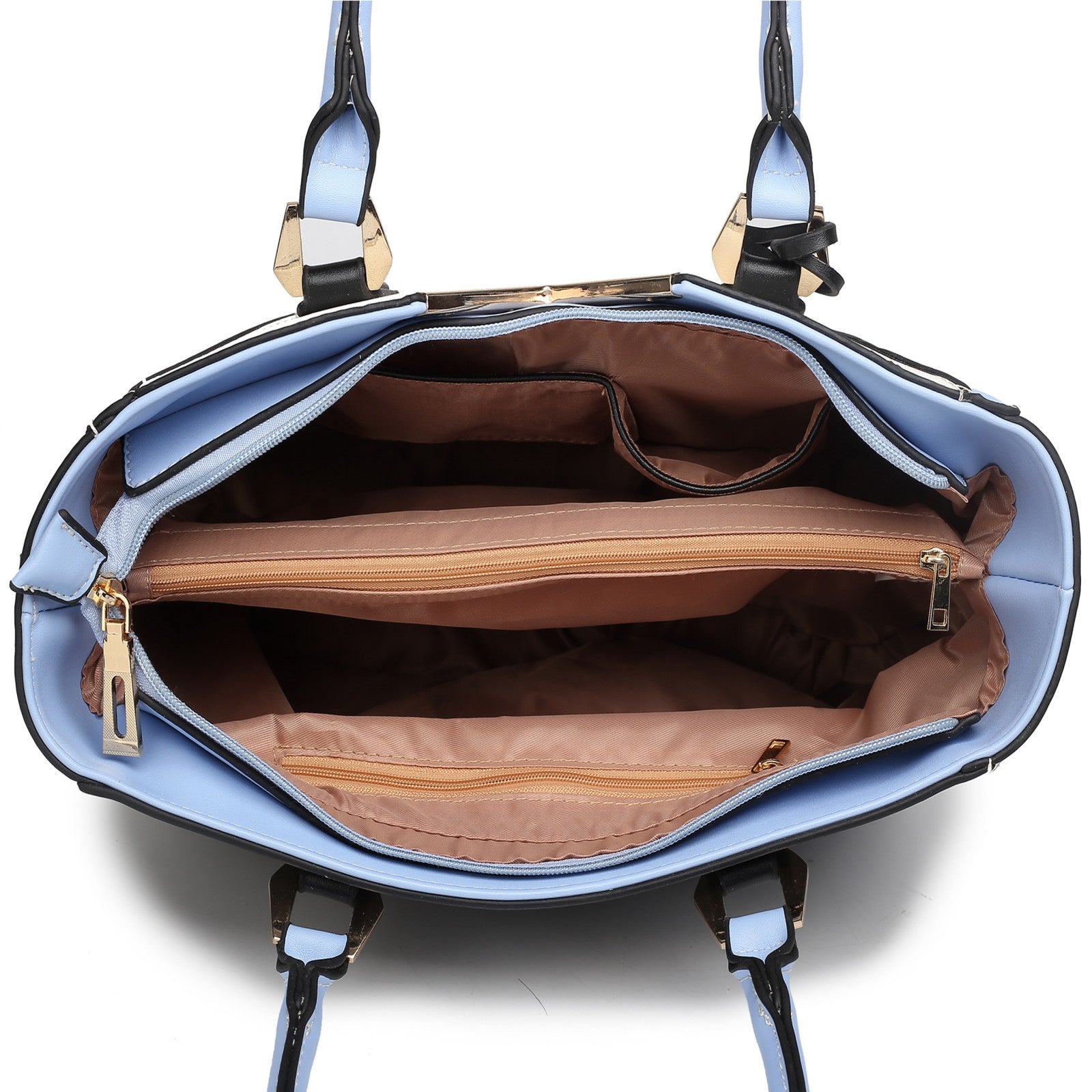 Miss Lulu Leather Look V - Shape Shoulder Handbag - Blue