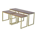Chunky Gold Table Set of 3, Handmade Solid Wood, Modern Accent Tables