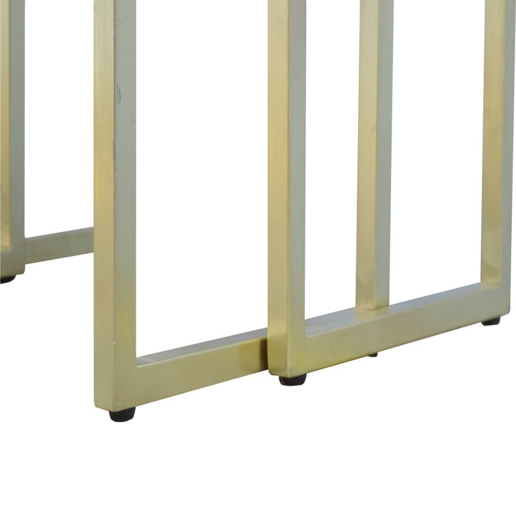 Chunky Gold Table Set of 3, Handmade Solid Wood, Modern Accent Tables