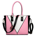 Miss Lulu Leather Look V - Shape Shoulder Handbag - Pink