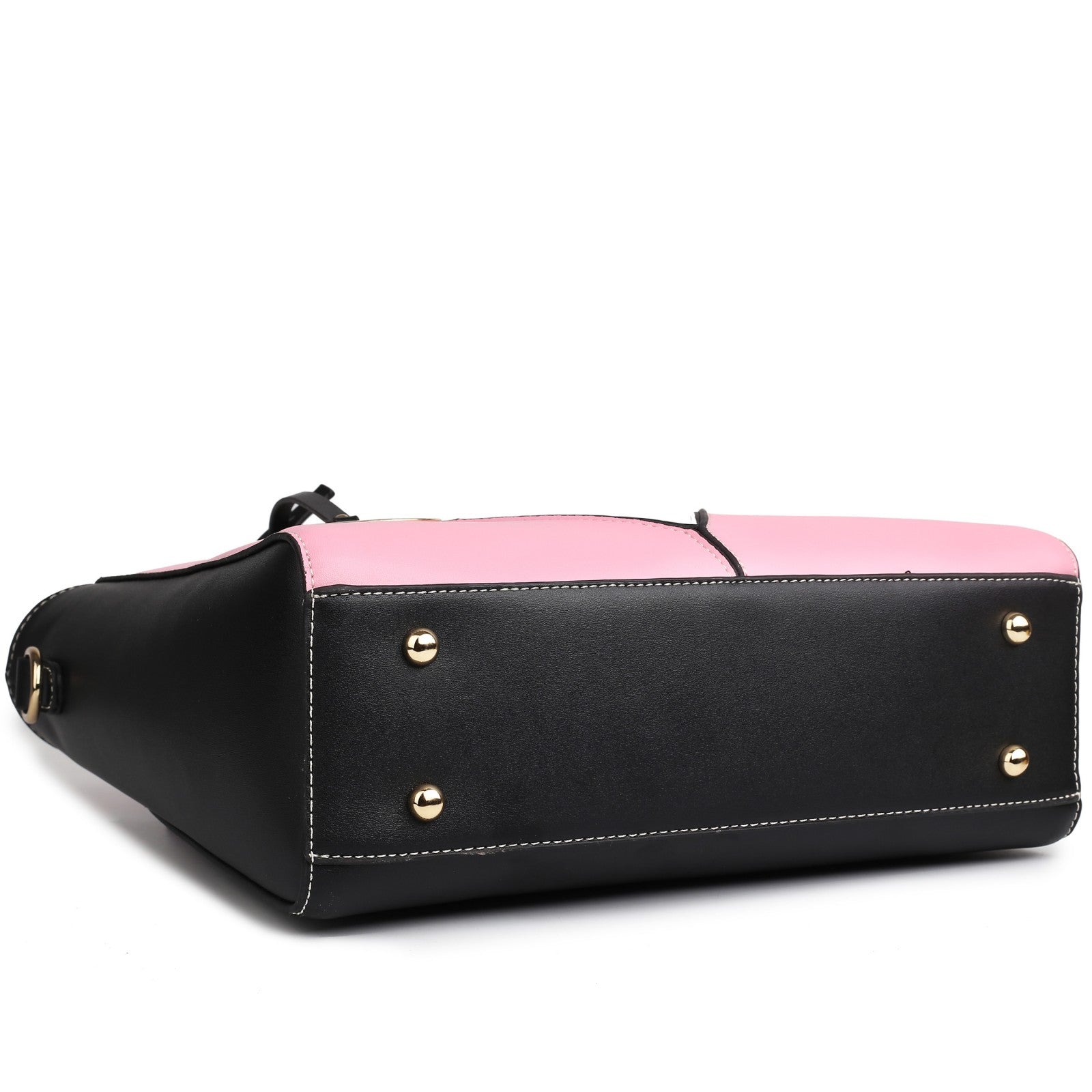 Miss Lulu Leather Look V - Shape Shoulder Handbag - Pink