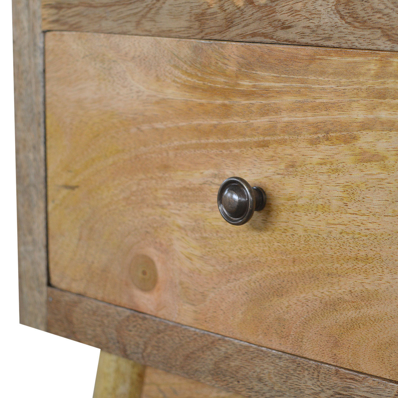 Nordic 2-Drawer Bedside Table - Solid Mango Wood | Oak-ish Finish