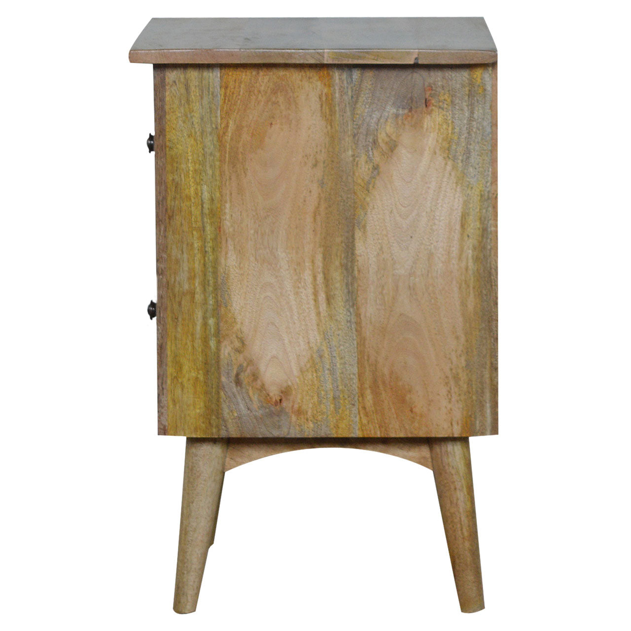 Nordic 2-Drawer Bedside Table - Solid Mango Wood | Oak-ish Finish