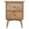 Nordic 2-Drawer Bedside Table - Solid Mango Wood | Oak-ish Finish
