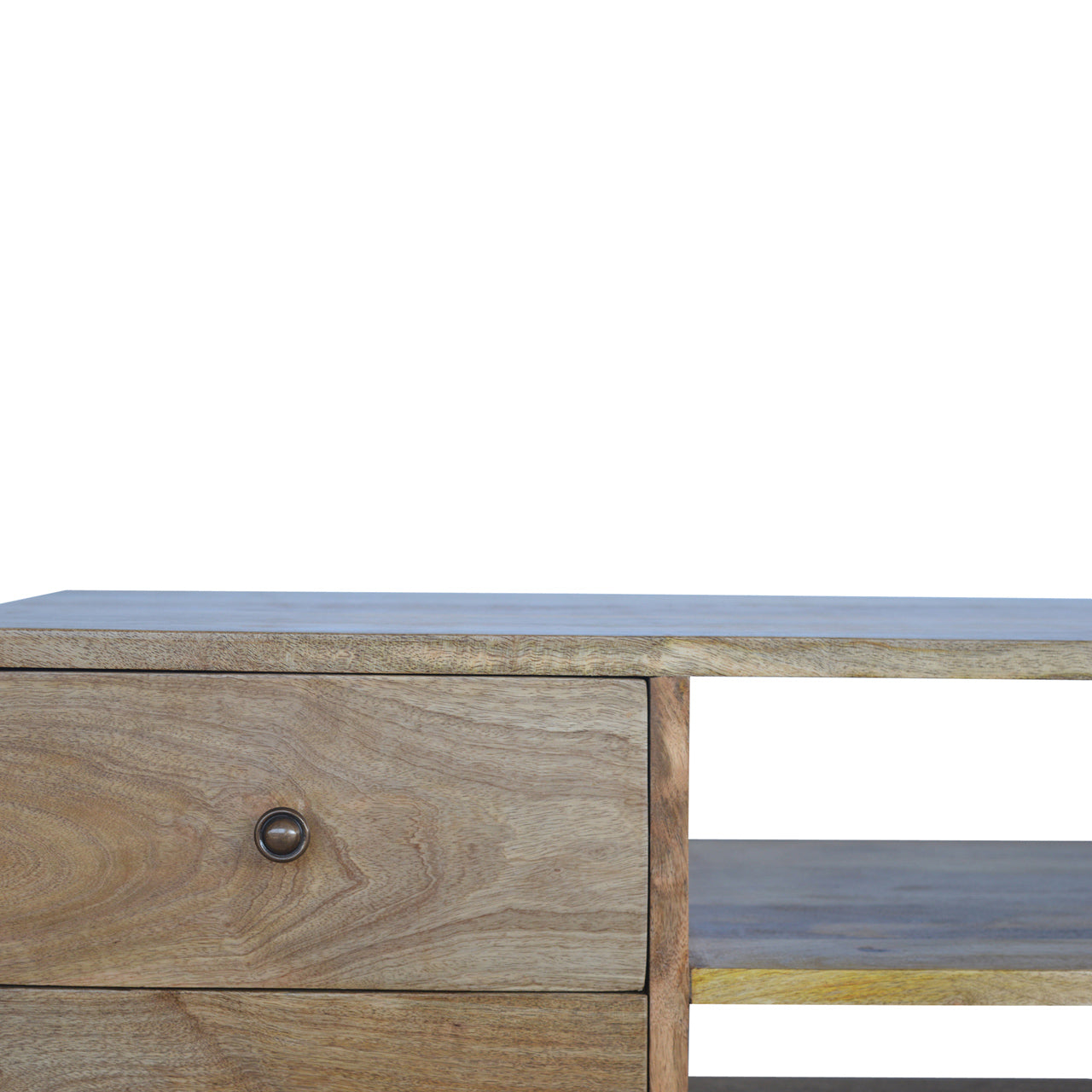 4 Drawer and 2 Shelf Classic Nordic Entertainment Unit from Solid Wood