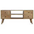 4 Drawer and 2 Shelf Classic Nordic Entertainment Unit from Solid Wood