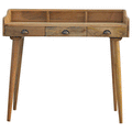 3 Drawer Gallery Back Writing Desk with Shell Handles, Solid Wood Office Table