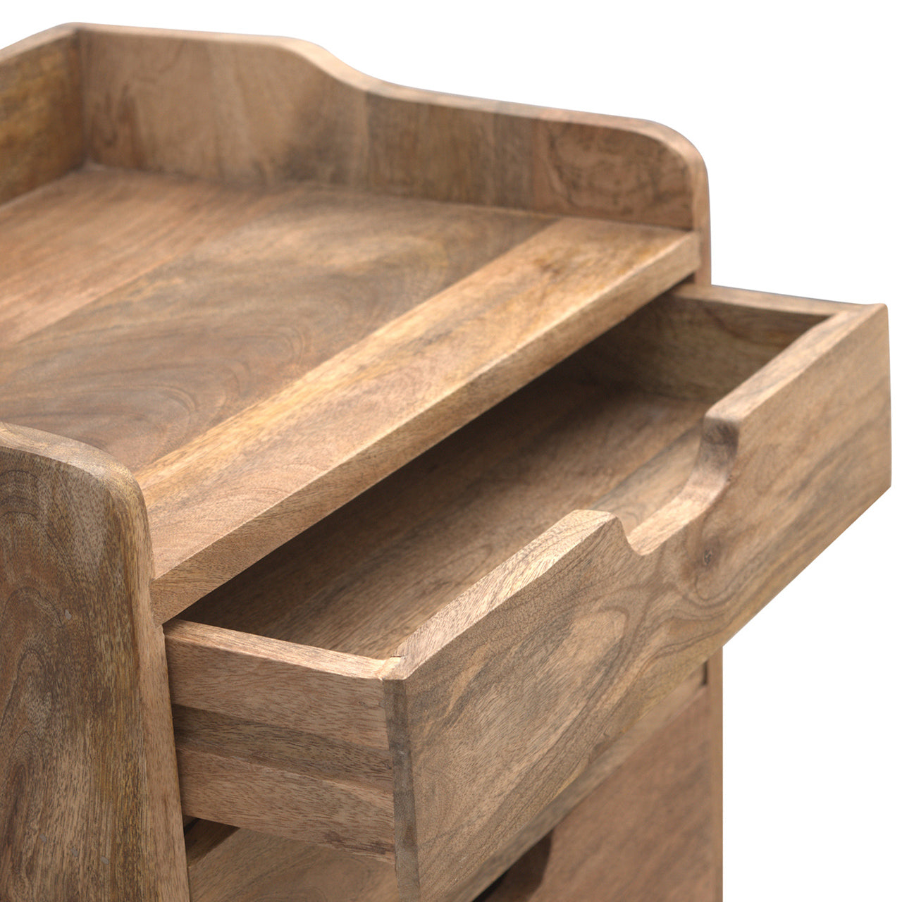 Gallery Bedside Table with 3 Drawers, Handmade Solid Wood, Elegant Design