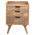 Gallery Bedside Table with 3 Drawers, Handmade Solid Wood, Elegant Design