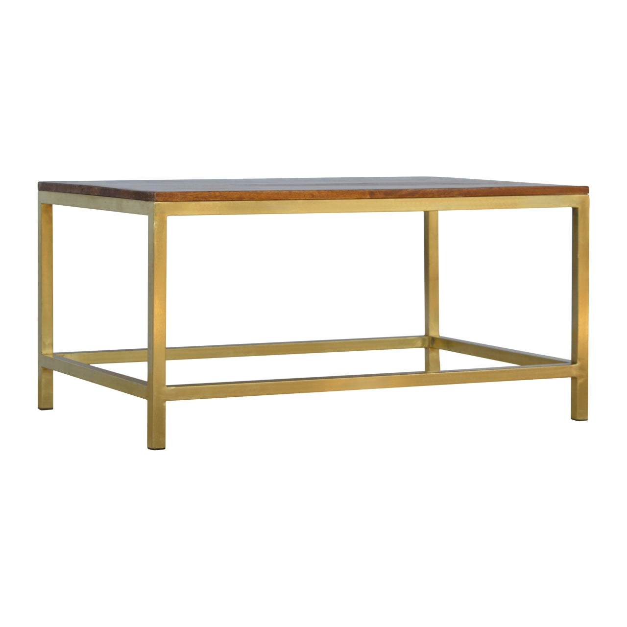Rectangle Gold Coffee Table, Handmade Solid Wood Table Top