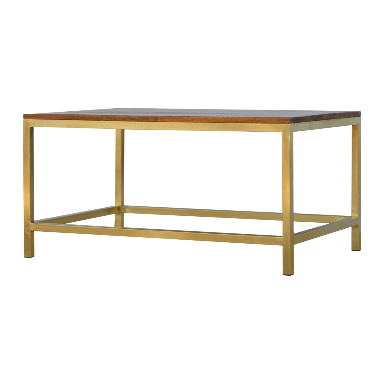 Rectangle Gold Coffee Table, Handmade Solid Wood Table Top