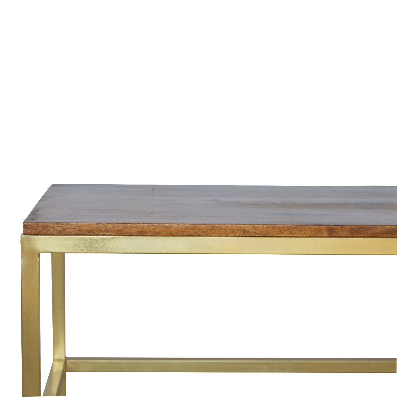 Rectangle Gold Coffee Table, Handmade Solid Wood Table Top