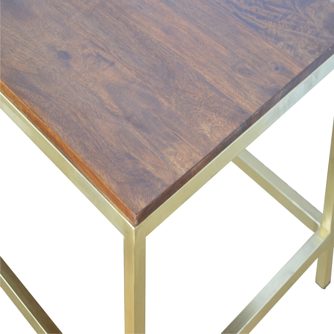 Rectangle Gold Coffee Table, Handmade Solid Wood Table Top