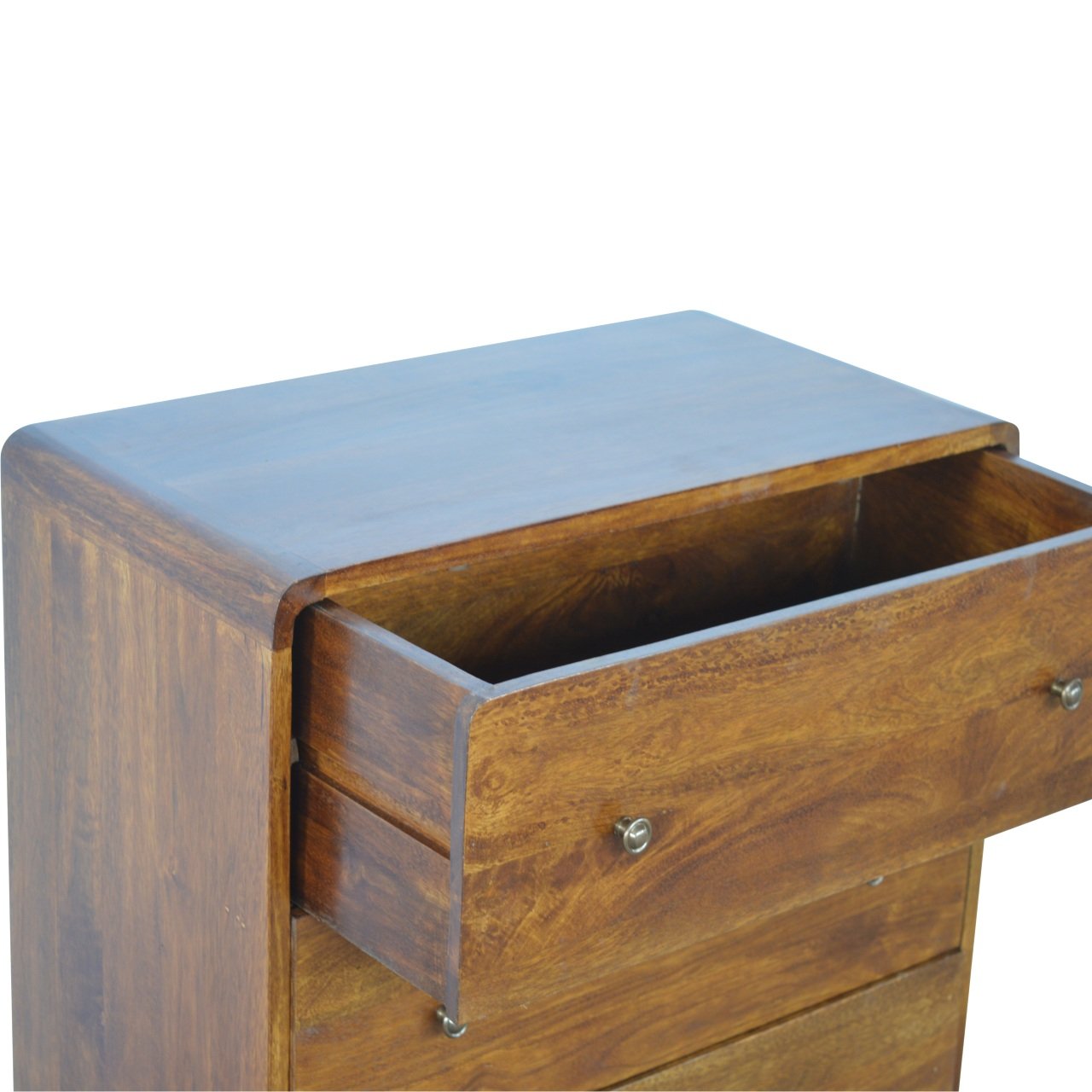 Curved Chestnut Chest - Solid Wood - 3 Drawers, Classci Design, Nordic Legs