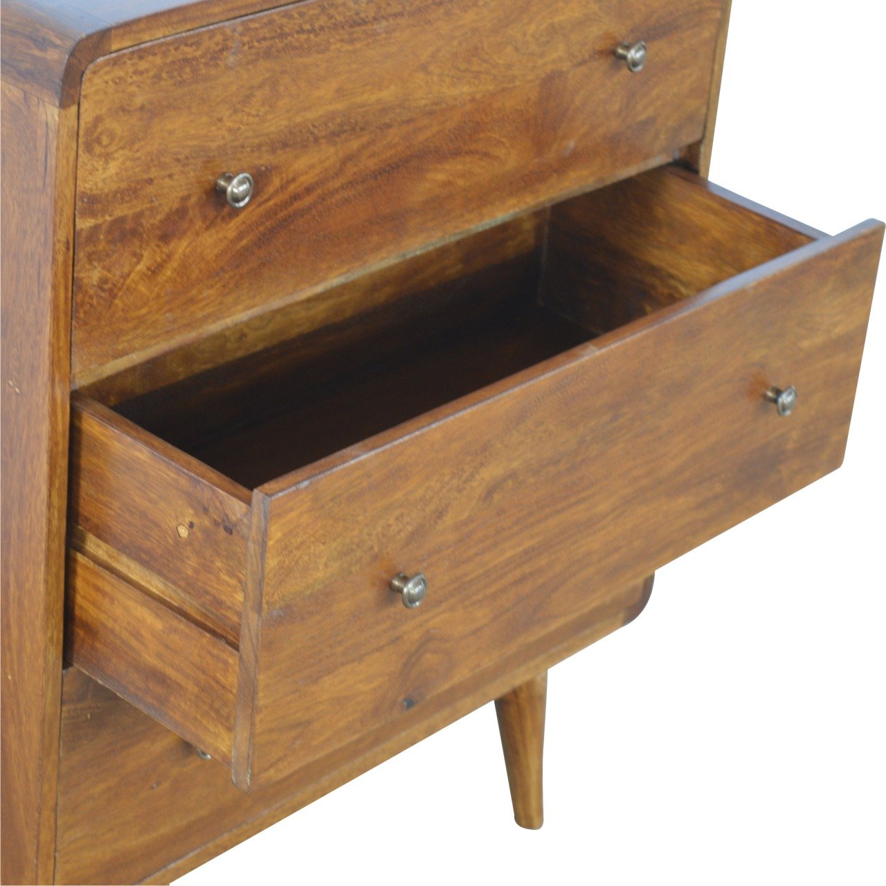Curved Chestnut Chest - Solid Wood - 3 Drawers, Classci Design, Nordic Legs