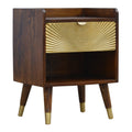 Manila Gold One Drawer Bedside - Handmade Solid Wood Nightstand with Gold Finish Drawer shelf