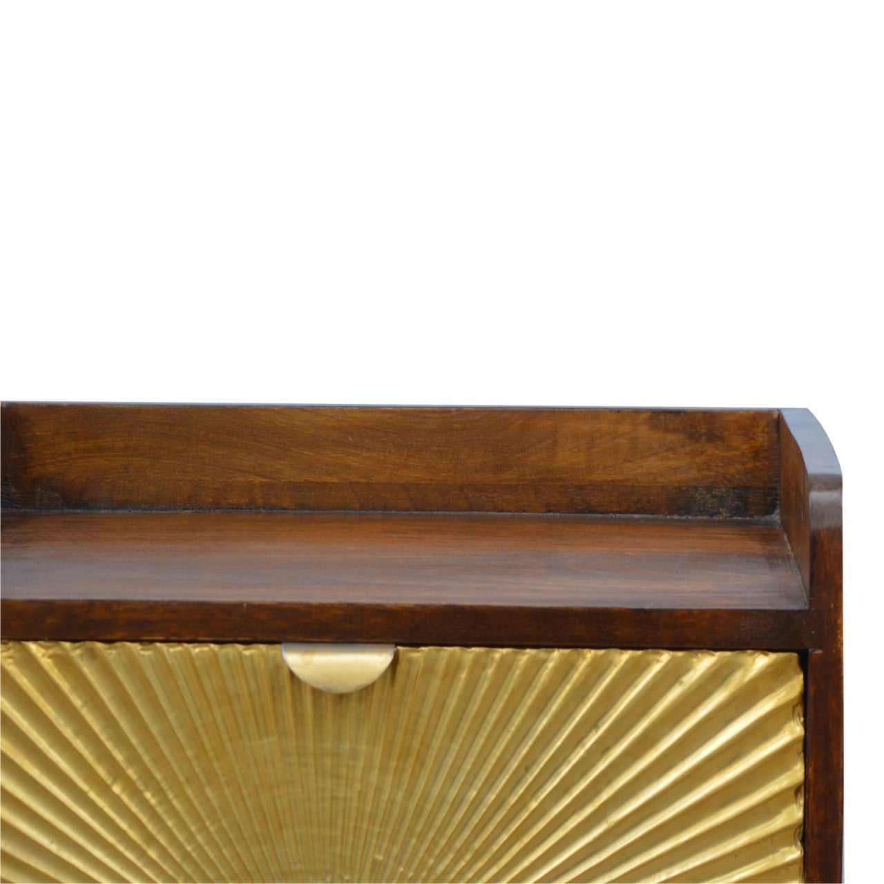 Manila Gold One Drawer Bedside - Handmade Solid Wood Nightstand with Gold Finish Drawer shelf