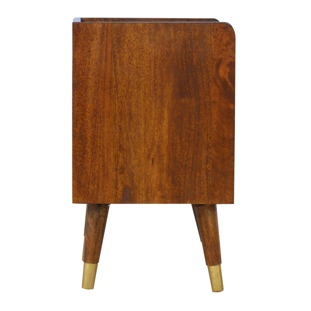 Manila Gold One Drawer Bedside - Handmade Solid Wood Nightstand with Gold Finish Drawer shelf