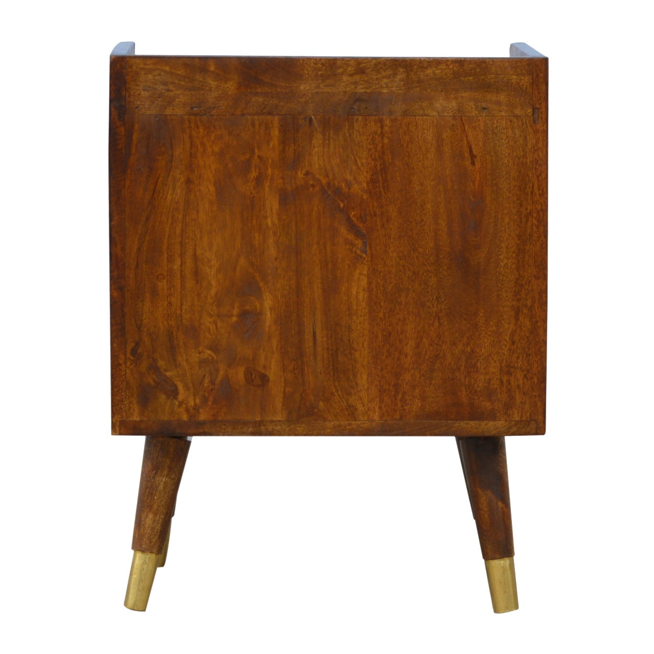 Manila Gold One Drawer Bedside - Handmade Solid Wood Nightstand with Gold Finish Drawer shelf