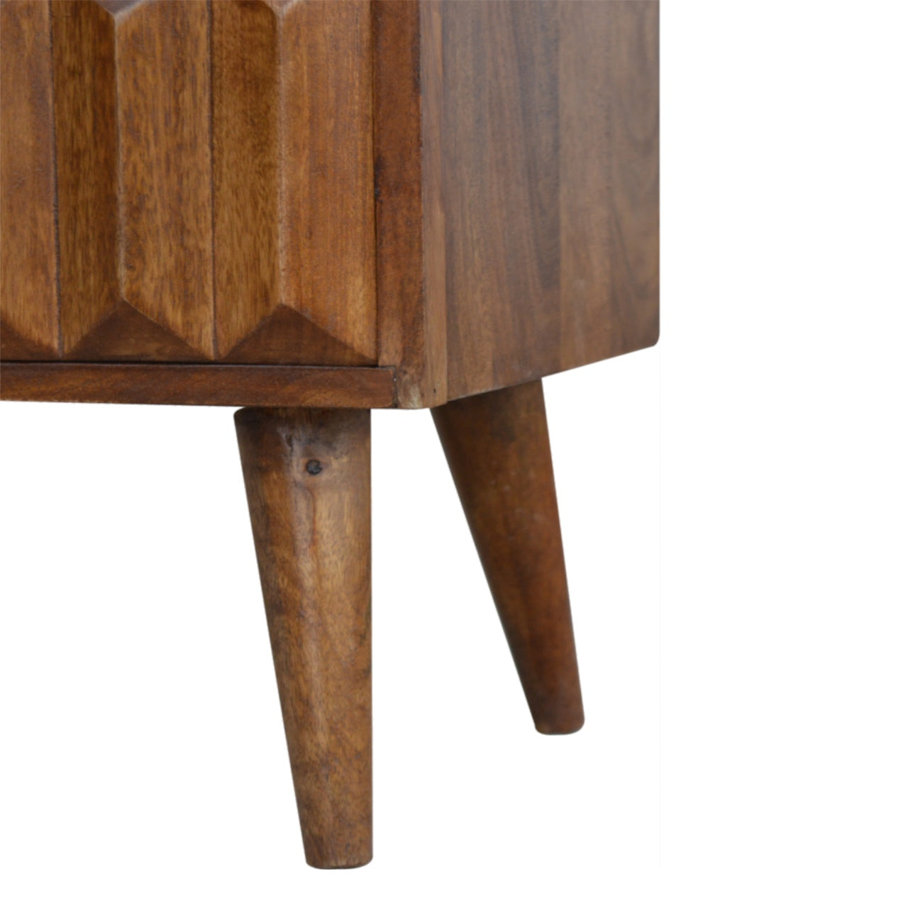 Floating Curved Chestnut Bedside Table, Handmade Solid Wood, Modern Design