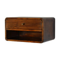 2 Drawer Chestnut Curve Floating Bedside Table | Solid Wood