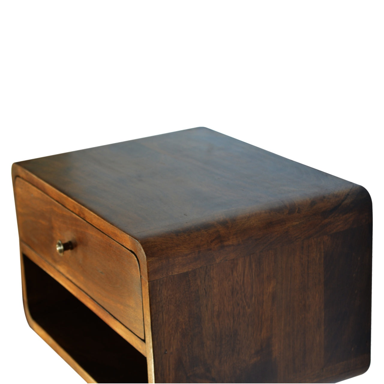 2 Drawer Chestnut Curve Floating Bedside Table | Solid Wood