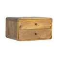 Floating Curve Bedside Table with 2 Drawer, Handmade Solid Wood, Space-Saving Design