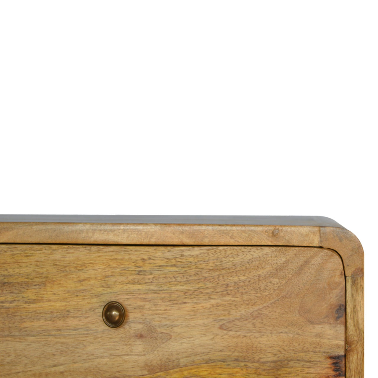 Floating Curve Bedside Table with 2 Drawer, Handmade Solid Wood, Space-Saving Design