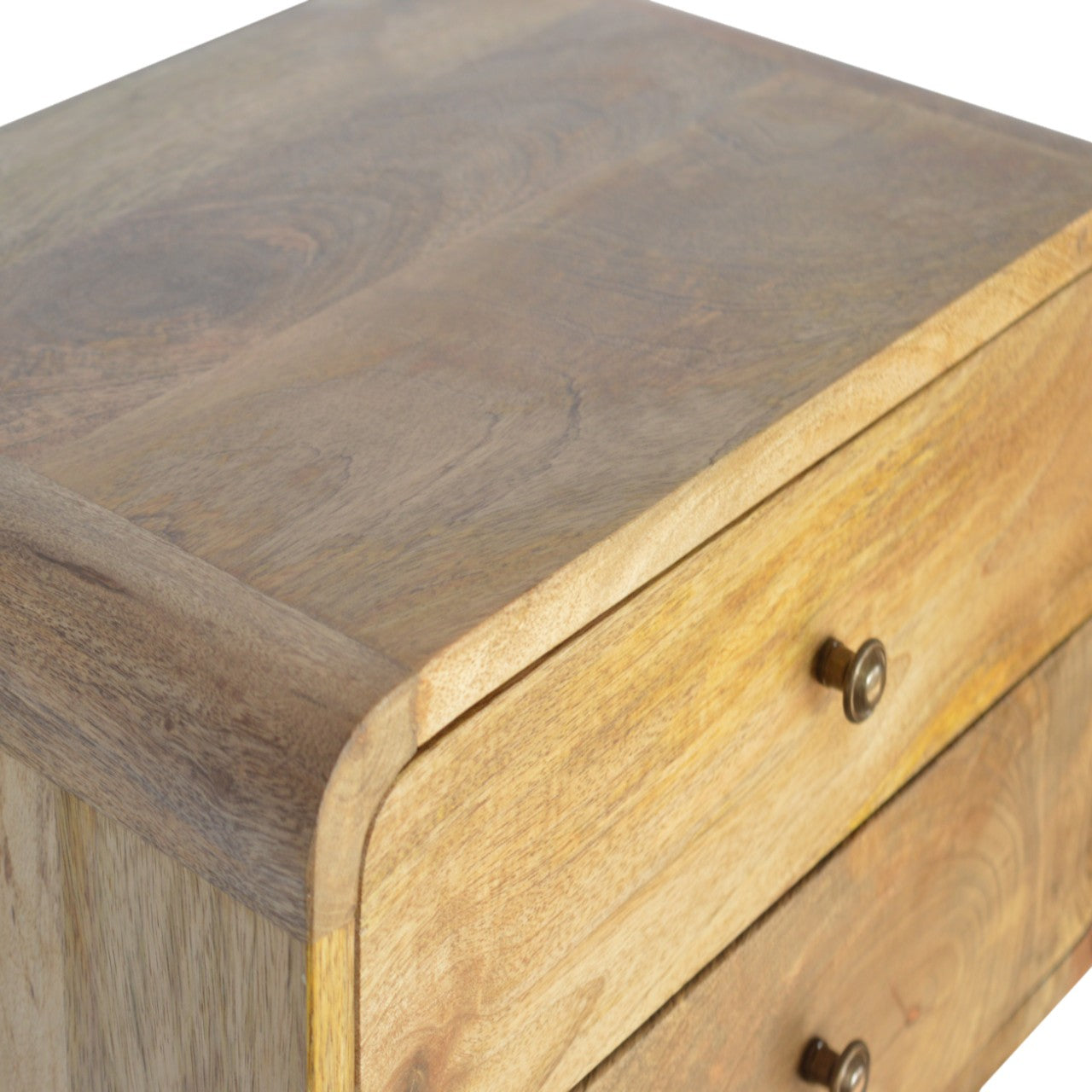 Floating Curve Bedside Table with 2 Drawer, Handmade Solid Wood, Space-Saving Design