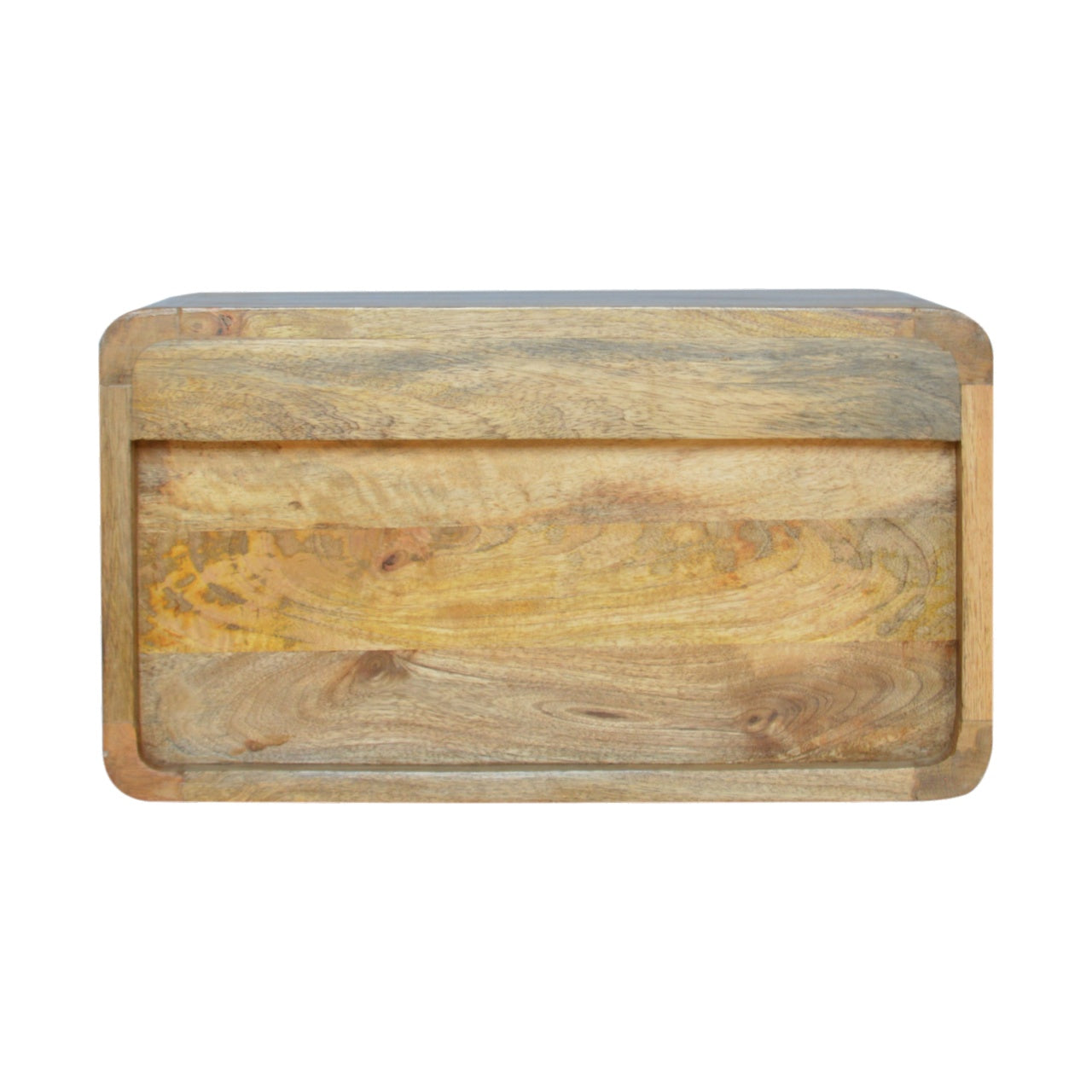 Floating Curve Bedside Table with 2 Drawer, Handmade Solid Wood, Space-Saving Design