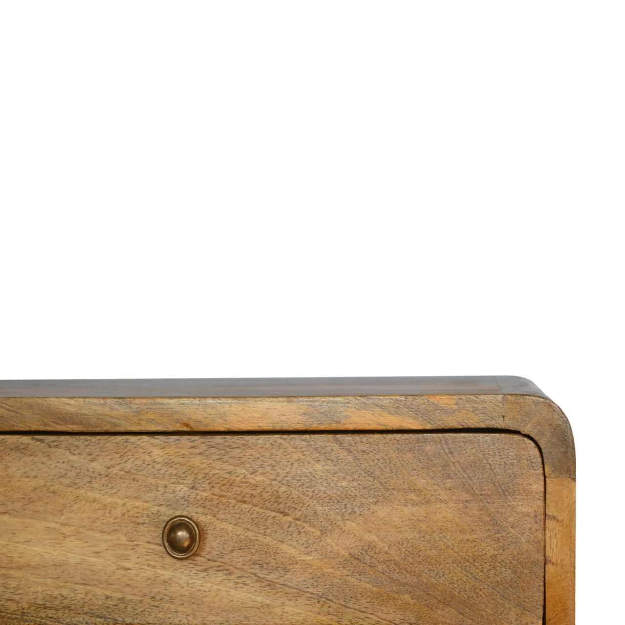 Floating Curve Bedside Table with 1 Drawer and Open Slot, Handmade Solid Wood, Space-Saving Design