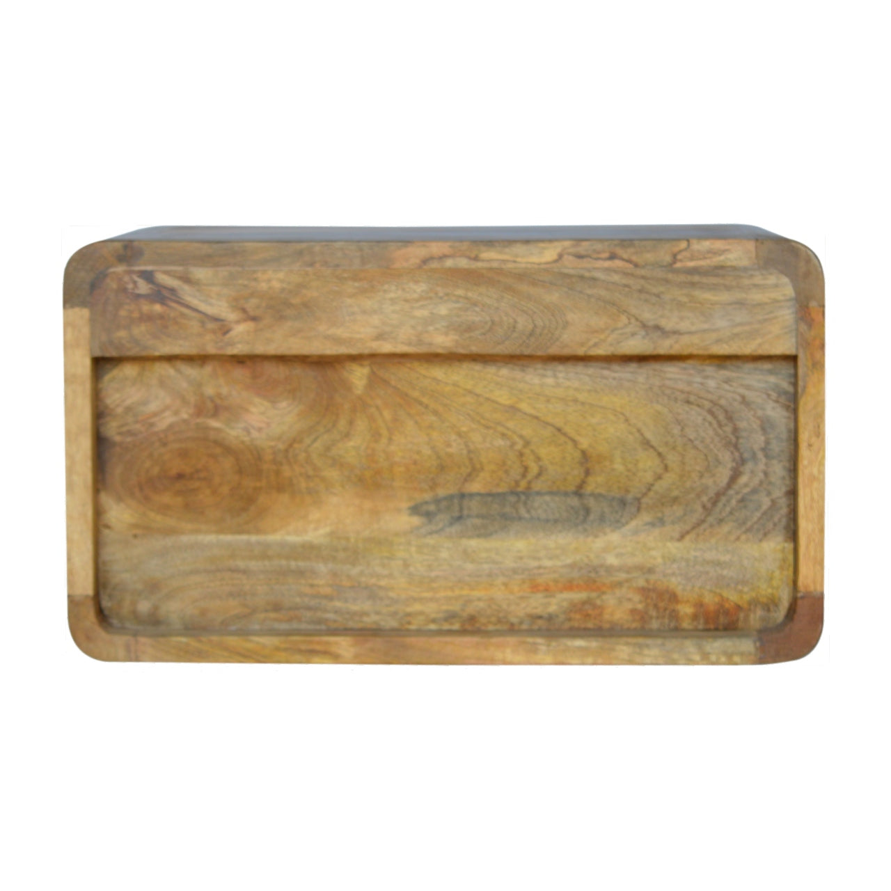 Floating Curve Bedside Table with 1 Drawer and Open Slot, Handmade Solid Wood, Space-Saving Design