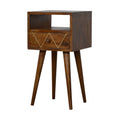 Mini Geo Brass Bedside Table with 1 Drawer and Open Shelf, Handmade Solid Wood, Contemporary Design