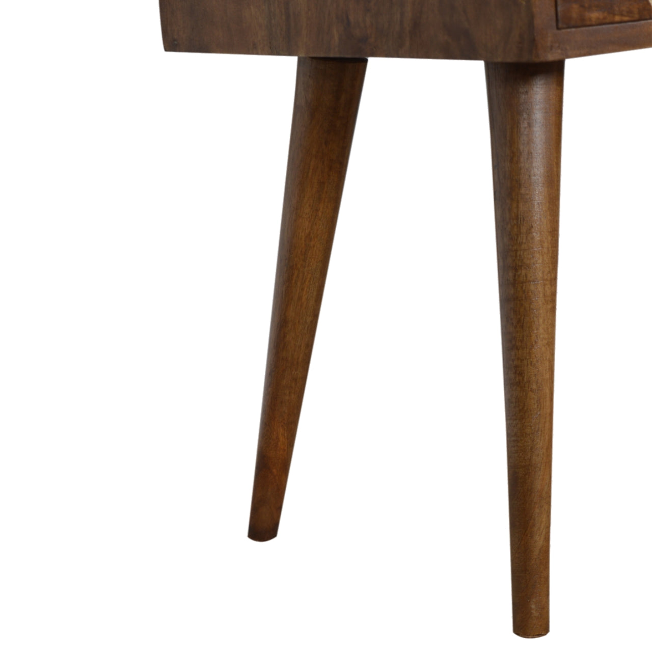 Mini Geo Brass Bedside Table with 1 Drawer and Open Shelf, Handmade Solid Wood, Contemporary Design